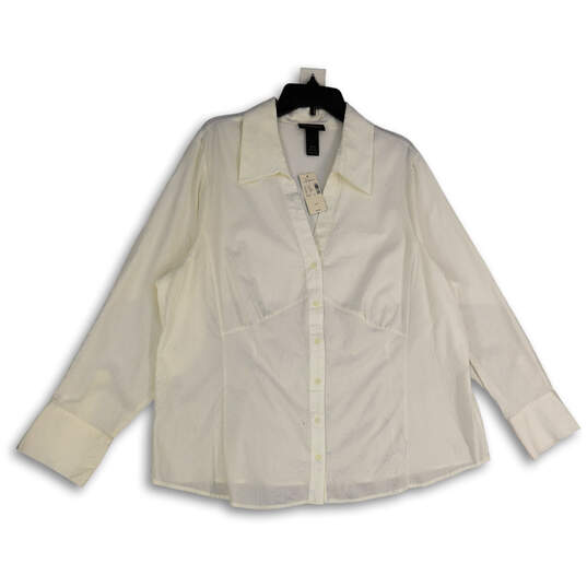 NWT Womens White Spread Collar Long Sleeve Button-Up Shirt Size 22/24 image number 1