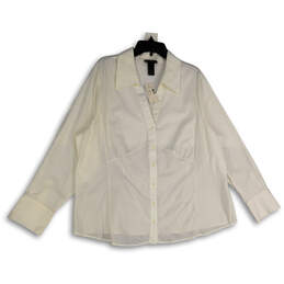 NWT Womens White Spread Collar Long Sleeve Button-Up Shirt Size 22/24