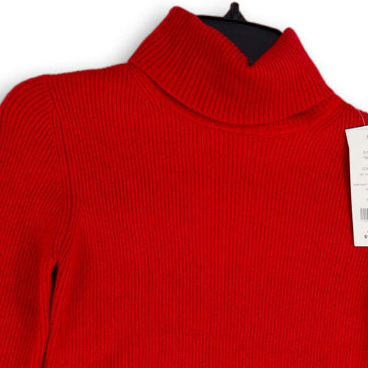 NWT Womens Red Knitted Turtleneck Long Sleeve Pullover Sweater Size Small image number 3