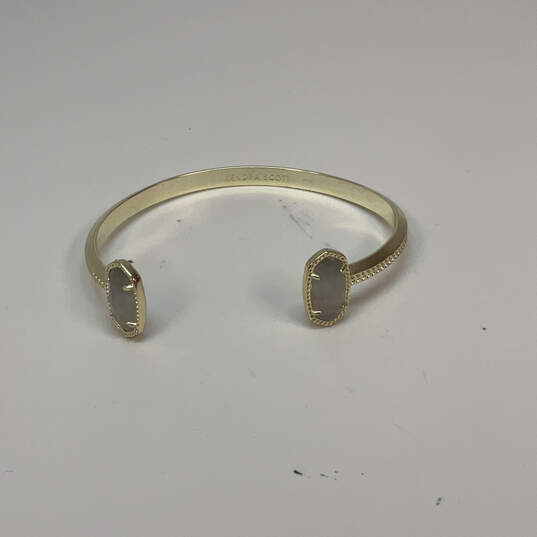 Designer Kendra Scott Gold-Tone Crystal Stone Ends Classic Cuff Bracelet image number 2