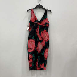 NWT Womens Multicolor Floral V-Neck Sleeveless Back Zip Sheath Dress Size 4 alternative image