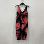 NWT Womens Multicolor Floral V-Neck Sleeveless Back Zip Sheath Dress Size 4 image number 2