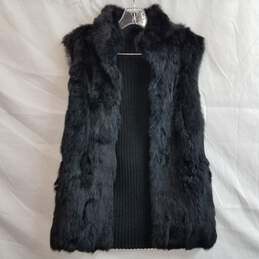 Women's black rabbit fur blend vest