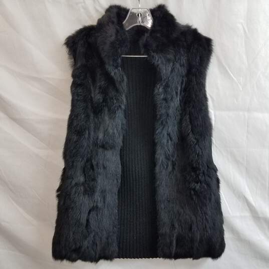 Women's black rabbit fur blend vest image number 1