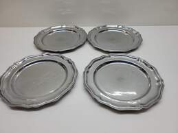 VTG. Set Of 4 Wilton Armetale Queen Anne Pewter Dinner Plates Approx. 10 in. alternative image