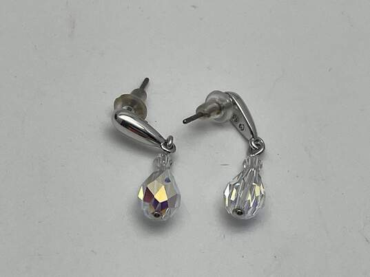 Authentic Womens Silver Sparkling Facetted Crystal Fine Drop Earrings image number 1