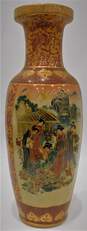 Vintage Asian Enamel Folk Art Satsuma Style Large Vase Home Decor image number 1