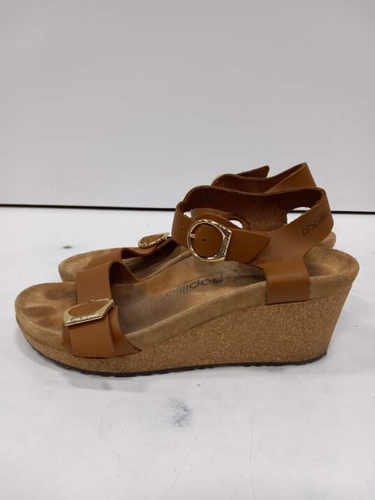 Papillio Women's Brown Leather Cork Wedge Sandals Size Euro 39 image number 3