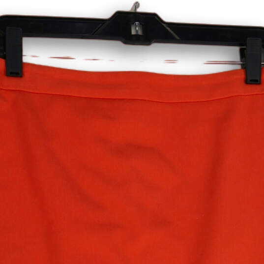 Womens Orange Flat Front Back Zip Wrap Skirt Size 6 image number 3