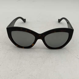 Womens Black Turtle Shell Smoke Mirror Chunky Cat Eye Sunglasses