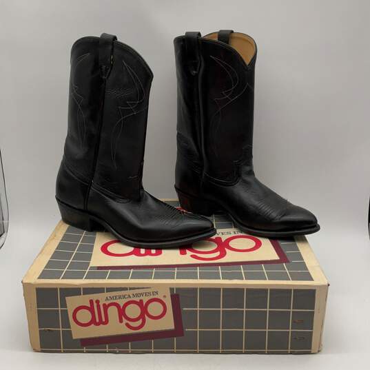 NIB Dingo Mens Black Leather Mid Calf Cowboy Western Boots Size 11 image number 3