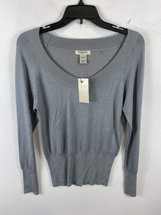Vertigo Women Gray Scoop Neck Sweater L NWT image number 1