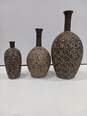 Set of Three Handmade Carved Elephant Vases image number 1