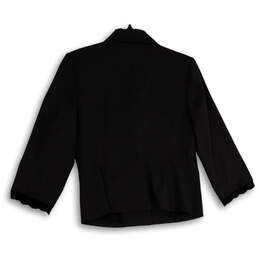NWT Womens Black Striped Notch Lapel Crop Three Button Blazer Size 10 alternative image