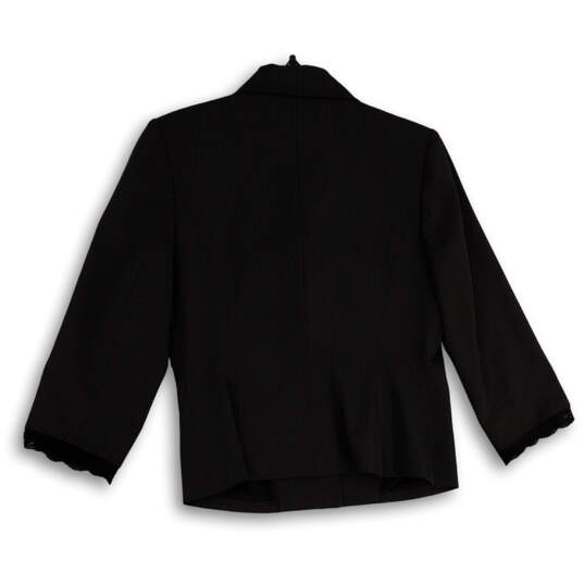 NWT Womens Black Striped Notch Lapel Crop Three Button Blazer Size 10 image number 2