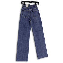 NWT Womens Blue 5-Pocket Design Denim Distressed Wide Leg Jeans Size 0 alternative image