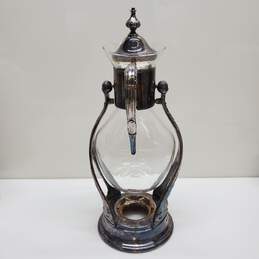 Vintage Silver Plate & Glass Coffee Carafe & Pouring Stand Wine Decanter alternative image