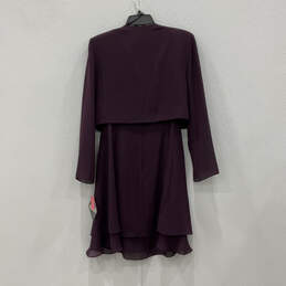 NWT Womens Purple Back Zip A-Line Dress With Long Sleeve Jacket Size 10 alternative image