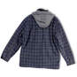 Mens Blue Gray Plaid Long Sleeve Pockets Hooded Full-Zip Jacket Size 2XL image number 2