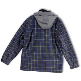 Mens Blue Gray Plaid Long Sleeve Pockets Hooded Full-Zip Jacket Size 2XL alternative image