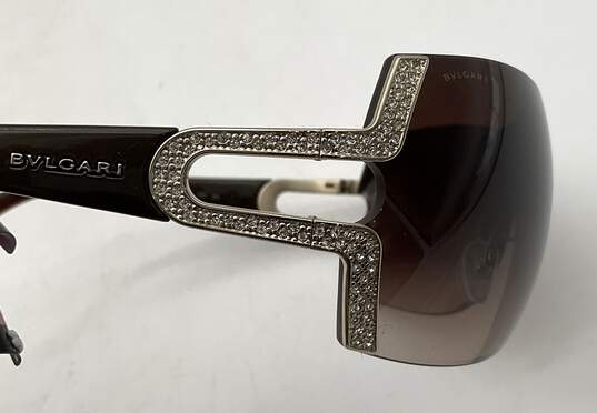Bulgari Women's Shield Sunglasses Brown & Gold With Crystal Frame image number 11