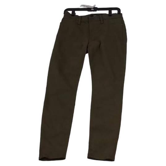 Womens Green Straight Leg Flat Front Coin Pocket Mid Rise Chino Pants Size US 27 image number 3