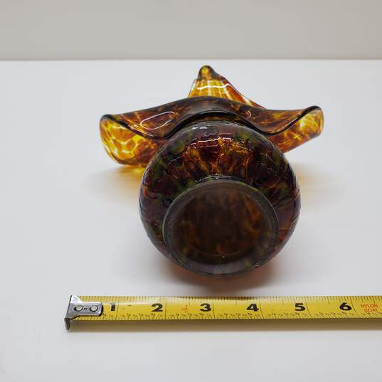 Hand Blown Art Glass Amber Shade Tortoiseshell Pendant Hanging Light image number 3