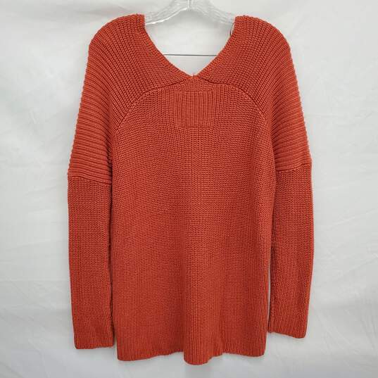 SUPER DRY WM's V-Neck Jumper Orange Acrylic Knitted Sweater Size 6 image number 2