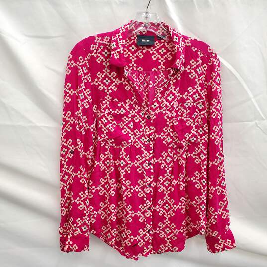 Maeve Women's Pink Floral Print Button Up Blouse Size 2 image number 1