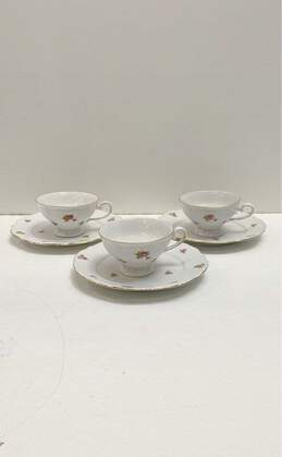 Bavaria West Germany Elfenbein Rose Patten Tea Cup Saucer Plate Set 9 Pieces