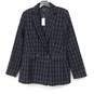 Ann Taylor Navy Plaid Blazer Suit Jacket Size 6 - NWT image number 1