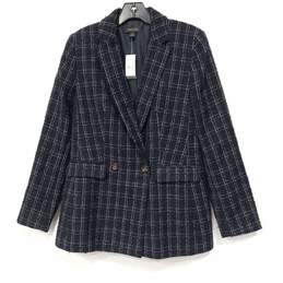 Ann Taylor Navy Plaid Blazer Suit Jacket Size 6 - NWT