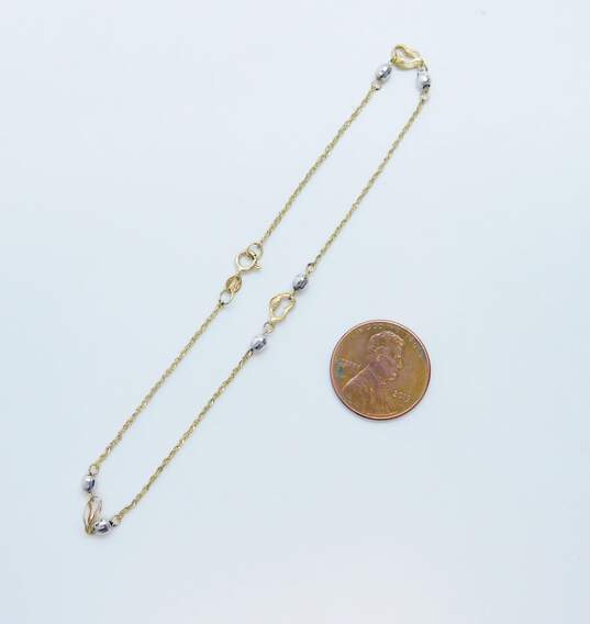 10K Two Tone Gold Heart Large Bracelet Or Anklet 1.2g image number 4