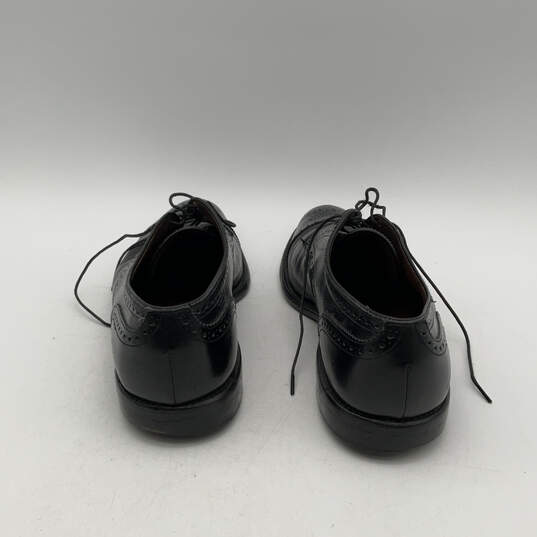 Mens Black Leather Cap Toe Wingtip Lace-Up Derby Dress Shoes Size 10.5 image number 4