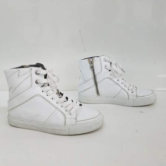 Zadig & Voltaire White Hi Top Leather Sneakers Size 36 image number 4