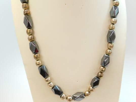 Taxco 925 Chunky Ball Bead & Hematite Necklace 100.0g image number 1
