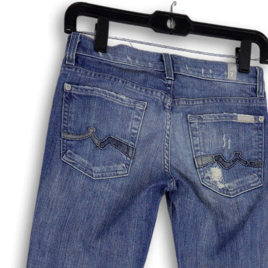 Womens Blue Denim Distressed Medium Wash Pockets Straight Leg Jeans Size 24 image number 4
