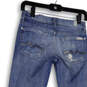 Womens Blue Denim Distressed Medium Wash Pockets Straight Leg Jeans Size 24 image number 4