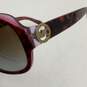 Womens Brown Pink Tortoise Shell Lightweight Round Sunglasses With Case image number 4