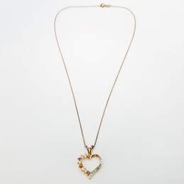 Ross - Simons Gold Over Diamond Multi Gemstone Open Heart Pendant 18 Inch Necklace 2.5g