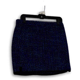 Womens Blue Tweed Regular Fit Flat Front Slit Pull-On Mini Skirt Size 4 alternative image