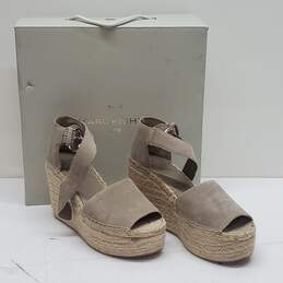 Marc Fisher Alida Braided Espadrille Wedge Sandals Tan Suede Size 6.5M