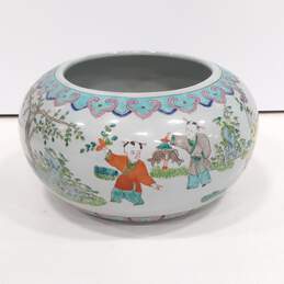 Large Vintage Chinese Family Rose Pottery Bowl Hand Painted alternative image
