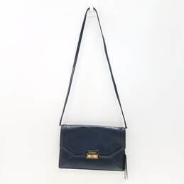 BCBGMaxazria Emeline Navy Blue leather Shoulder Slim Evening Clutch Bag alternative image