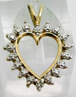 10K Yellow Gold Diamond Accent Open Heart Pendant 1.7g