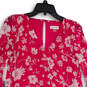 NWT Womens Pink White Floral V-Neck Ruffle Bell Sleeve A-Line Dress Size 2 image number 3
