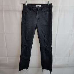 Flying Monkey washed black distressed raw hem jeans women's 28