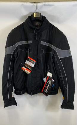 NWT Olympia Men's Black Gray Leather Long Sleeve Motorcycle Jacket Size 3