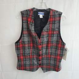 Pendleton Classic Black Stewart Wool Full Button Vest NWT Size 12