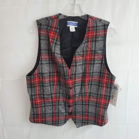Pendleton Classic Black Stewart Wool Full Button Vest NWT Size 12 image number 1
